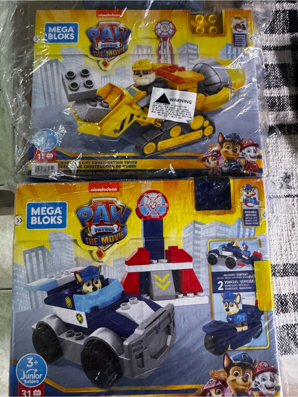 Mega Bloks PAW Patrol The Movie Building Set of two - Rubble & Chase Vehicles